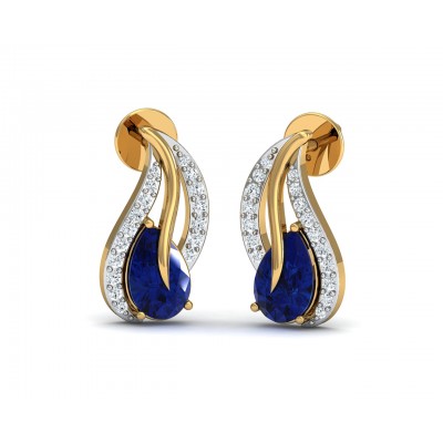 Sary Blue Sapphire & Diamond Earrings In Gold